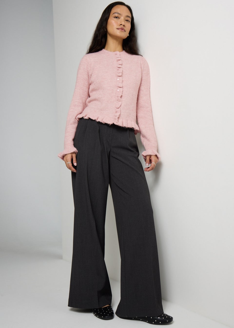 Et Vous Pink Ruffle Cardigan