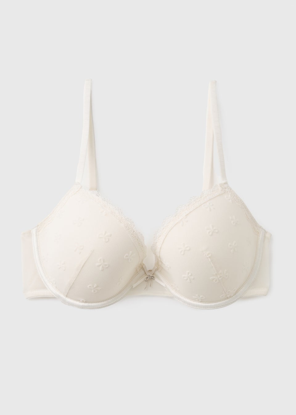 Cream Mesh Bow T-Shirt Bra