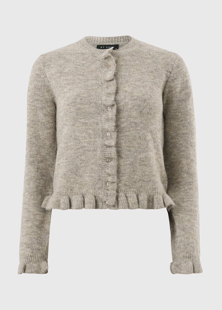 Et Vous Taupe Ruffle Cardigan