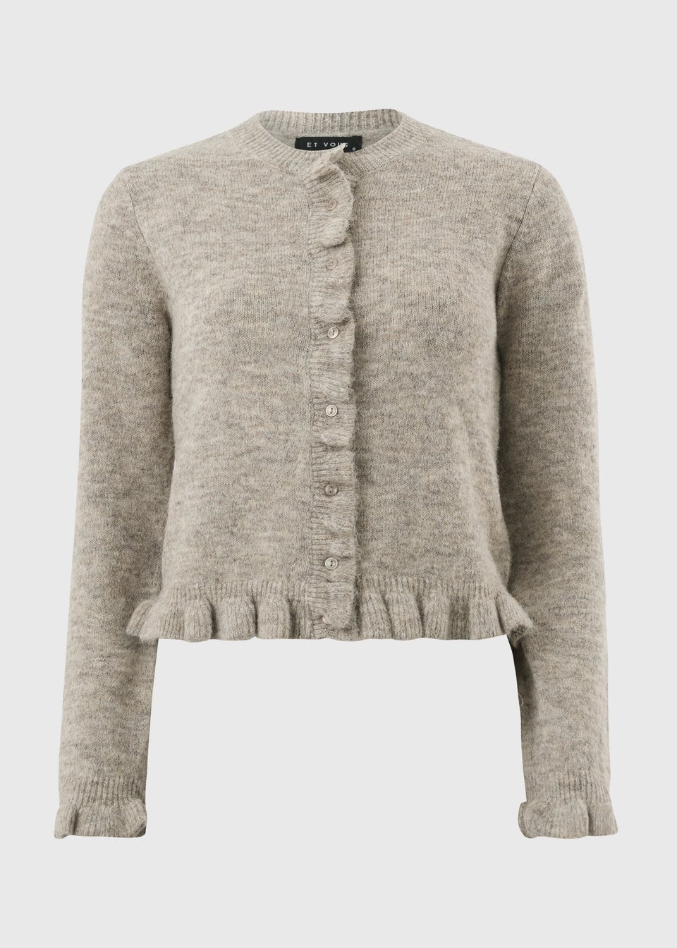 Et Vous Taupe Ruffle Cardigan