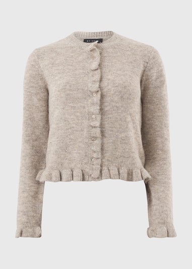 Et Vous Taupe Ruffle Cardigan