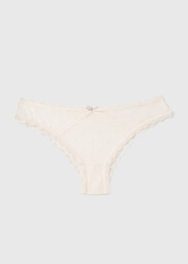 Cream Mesh Bow Brazilian Knickers
