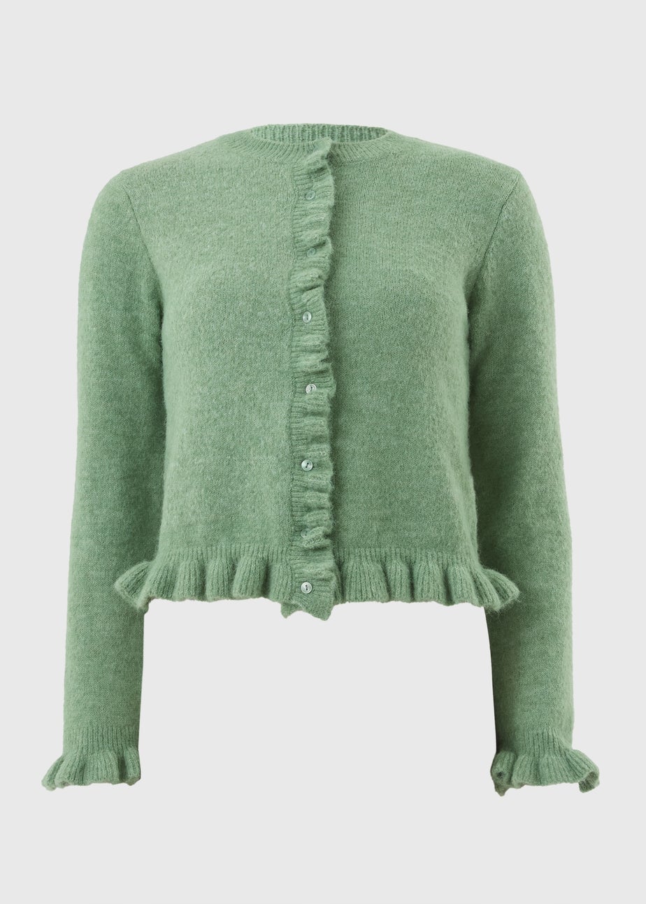 Et Vous Green Ruffle Cardigan