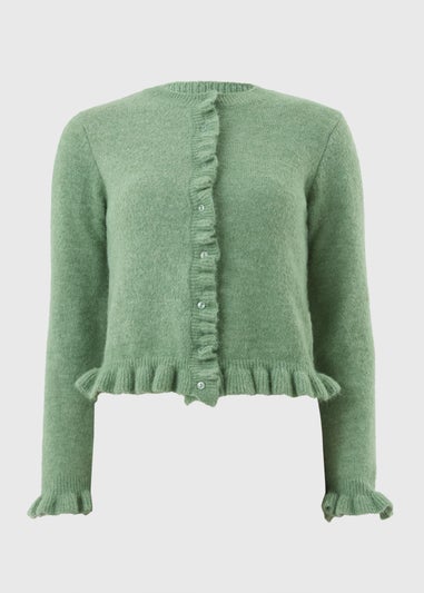 Et Vous Green Ruffle Cardigan