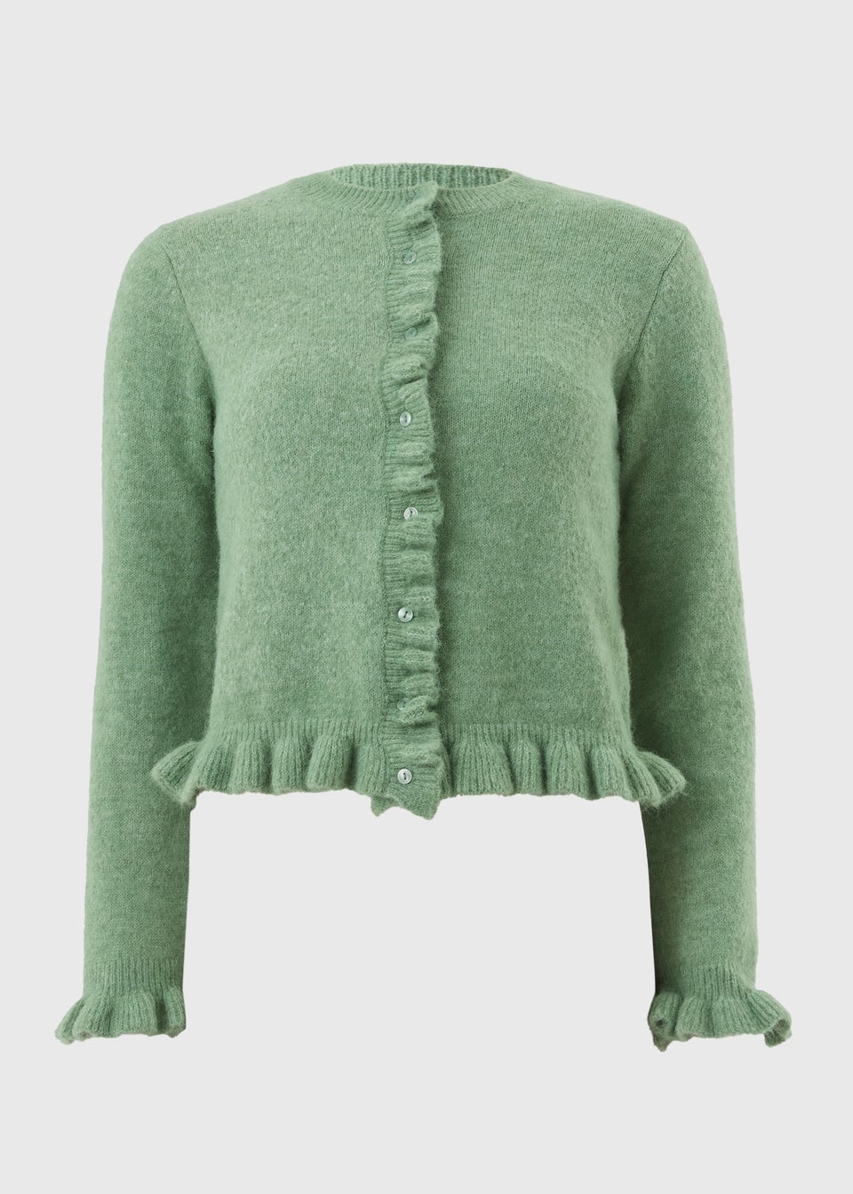 Et Vous Green Ruffle Cardigan