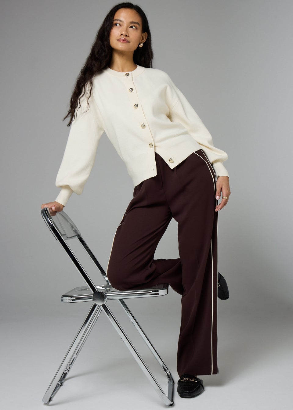 Et Vous Cream Puff Sleeve Cardigan