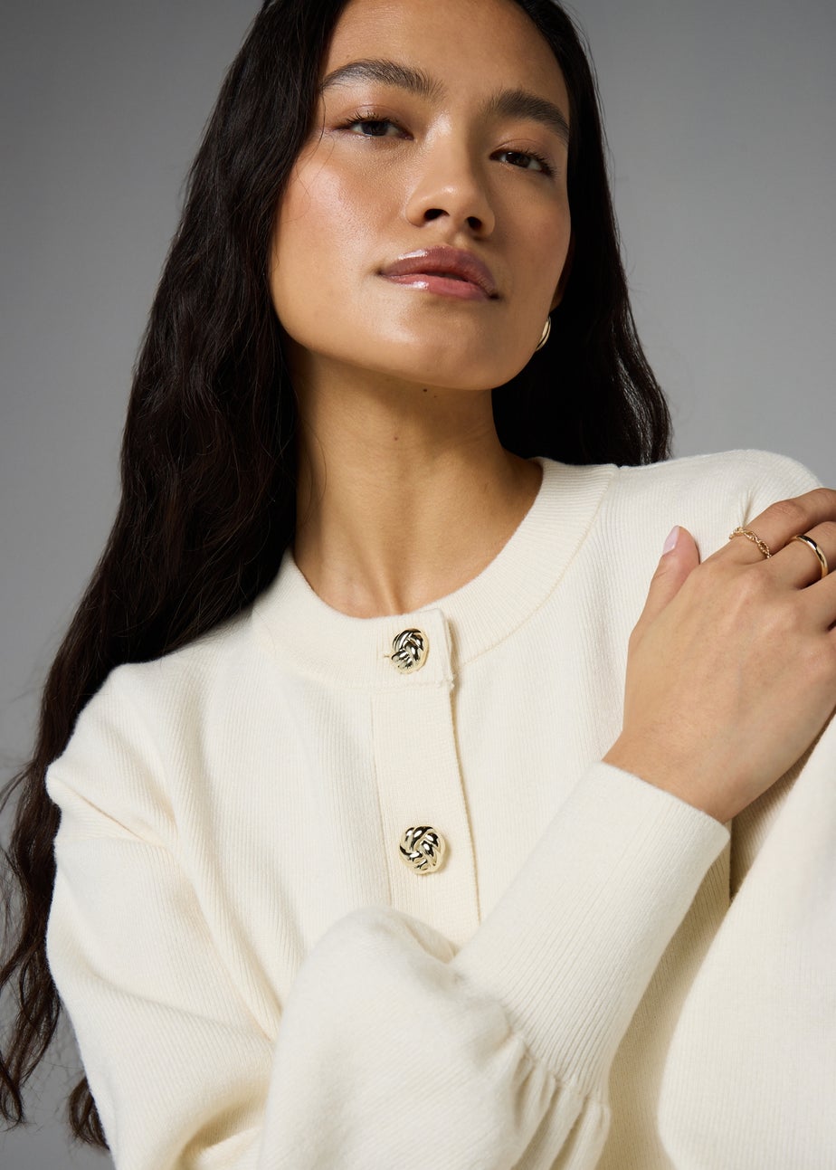 Et Vous Cream Puff Sleeve Cardigan