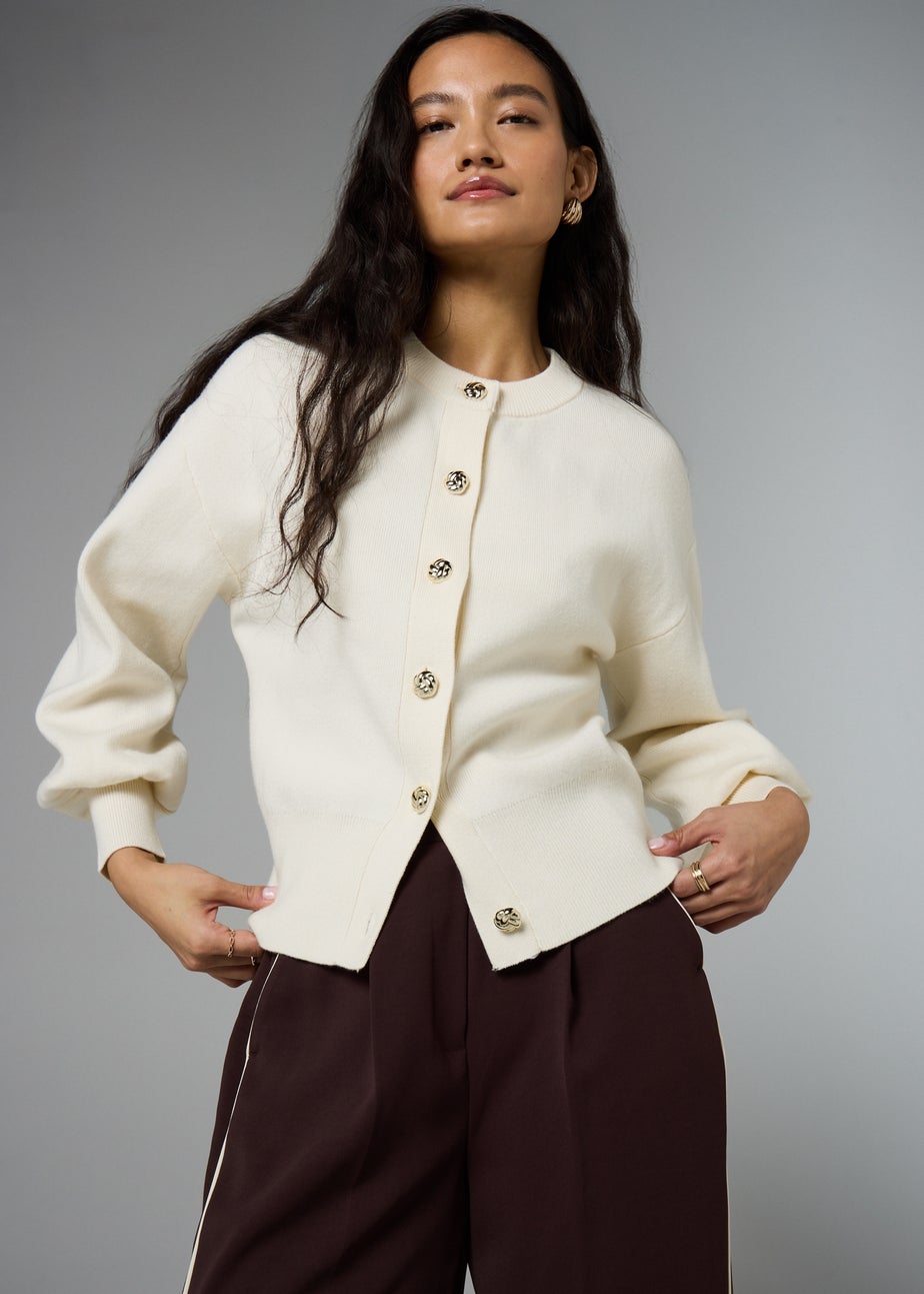Et Vous Cream Puff Sleeve Cardigan