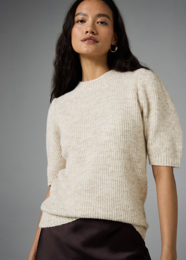 Et Vous Cream Short Fluffy Jumper