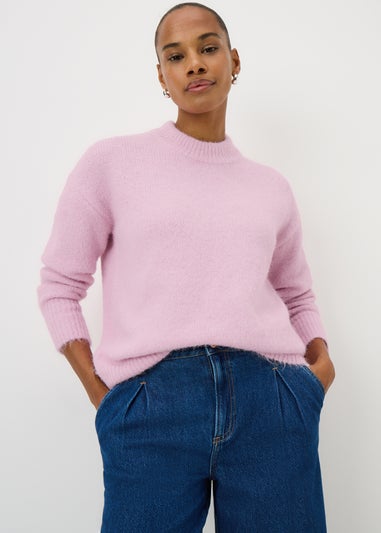 Pink Fluffy Lofty Crew Neck Jumper