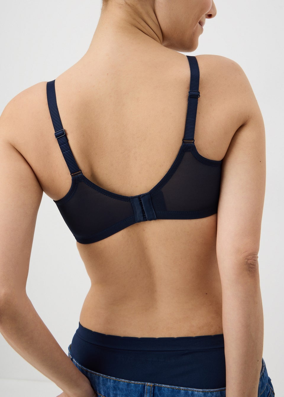DD+ Navy Non Padded Lace Bra