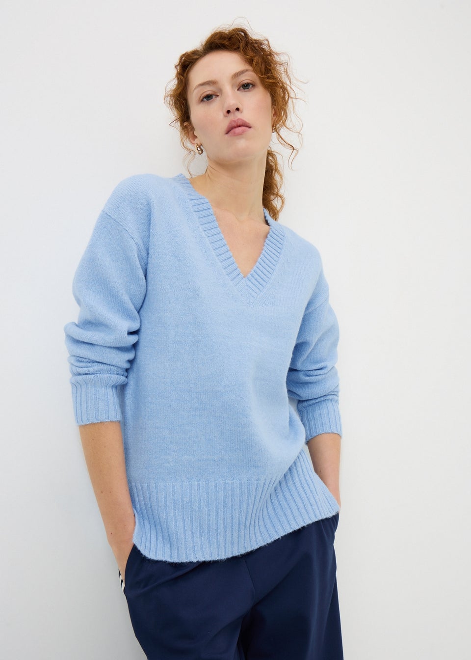 Light Blue V-Neck Jumper