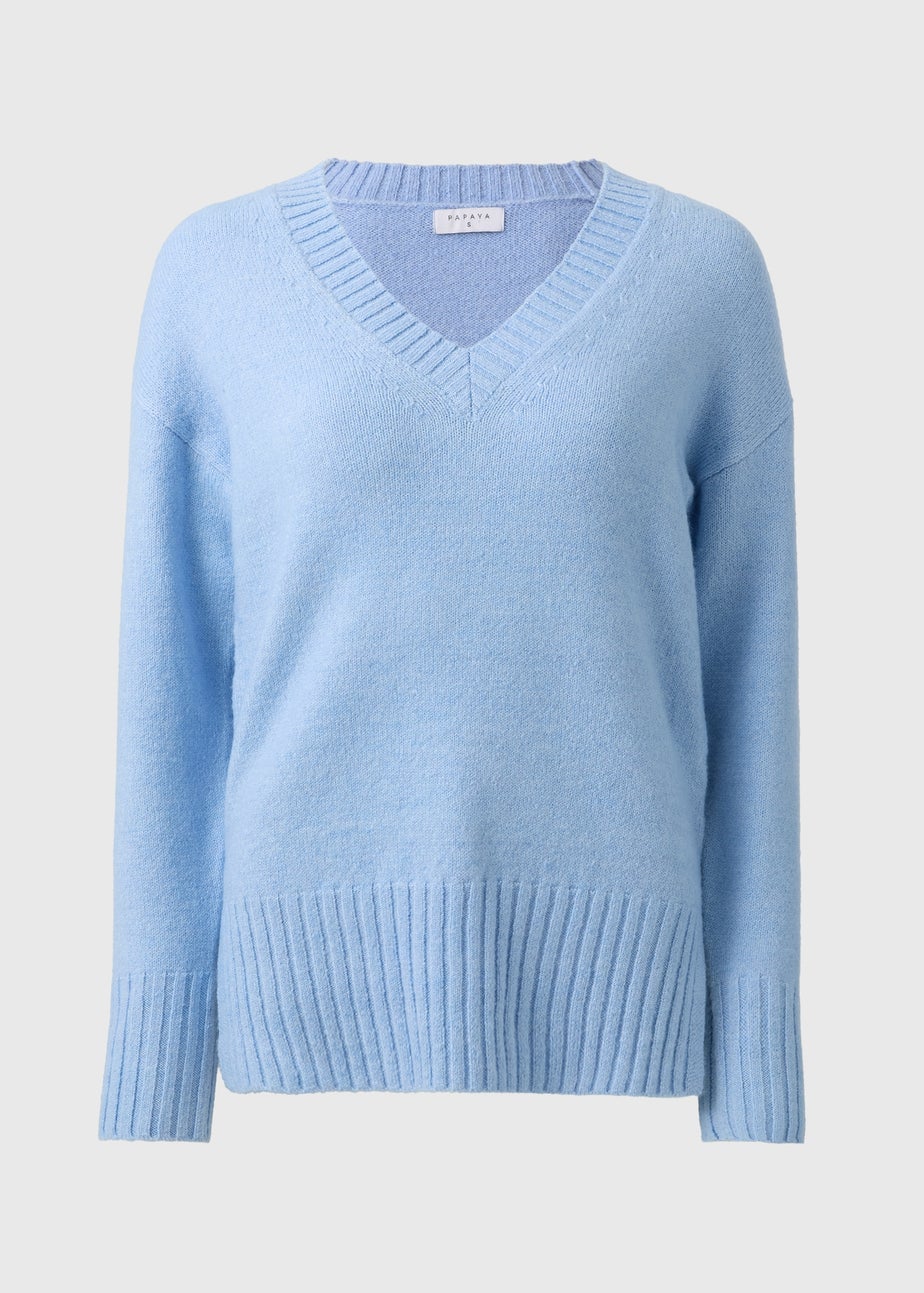 Light Blue V-Neck Jumper