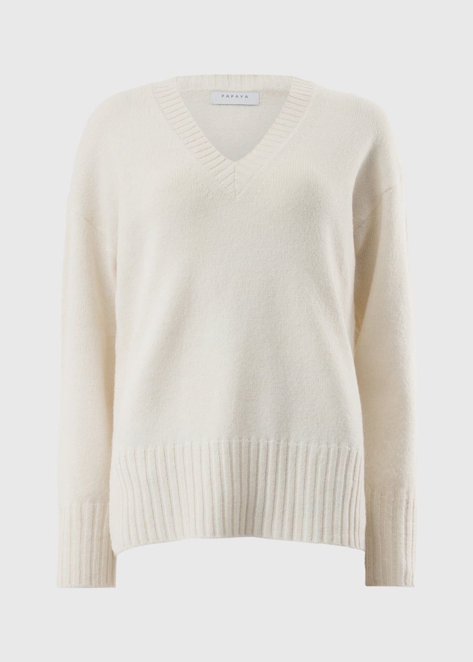 Cream V-Neck Knitted Jumper