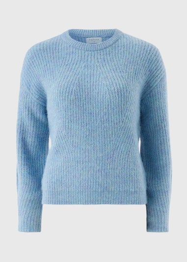 Denim Blue Space Dye Oversized Jumper