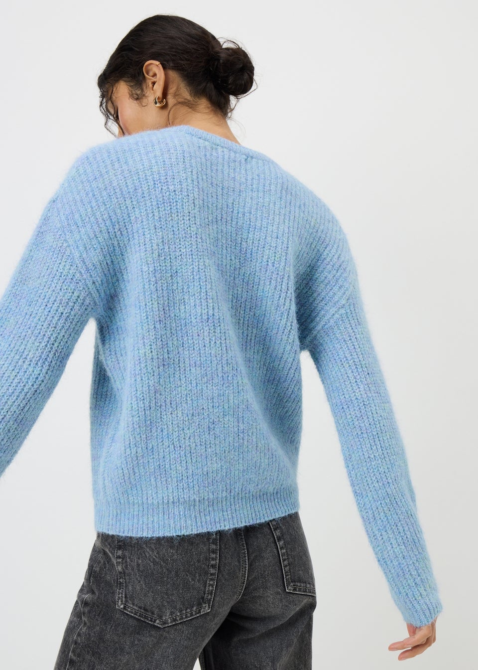 Denim Blue Space Dye Oversized Jumper