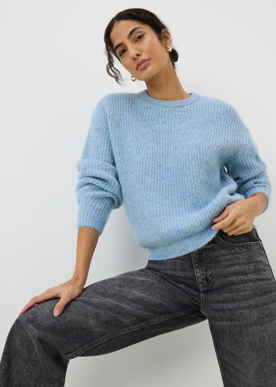 Denim Blue Space Dye Oversized Jumper