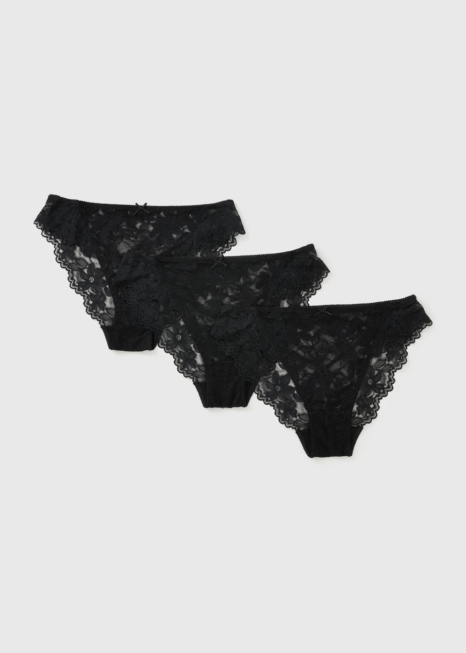3 Pack Black Lace High Leg Knickers