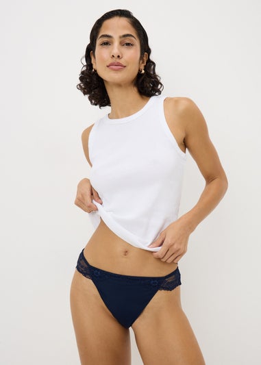 3 Pack Blue Lace High Leg Knickers