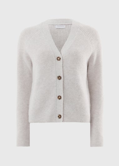 Oatmeal V-Neck Spandex Cardigan