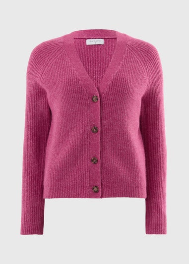 Raspberry V-Neck Spandex Cardigan