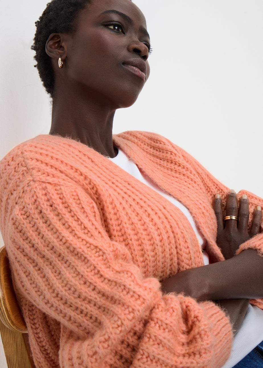 Orange Knitted Lofty Cardigan