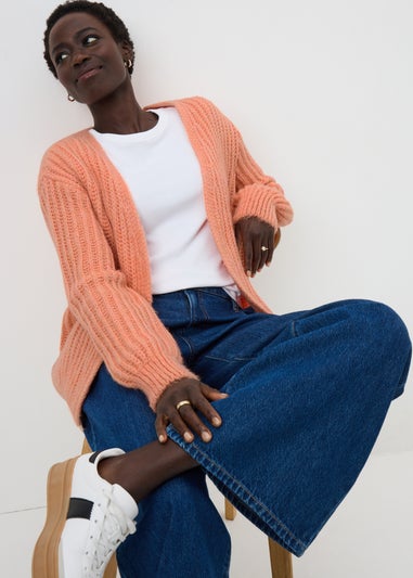 Orange Knitted Lofty Cardigan