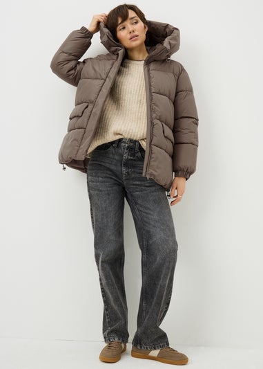 Beige Mid Padded Coat