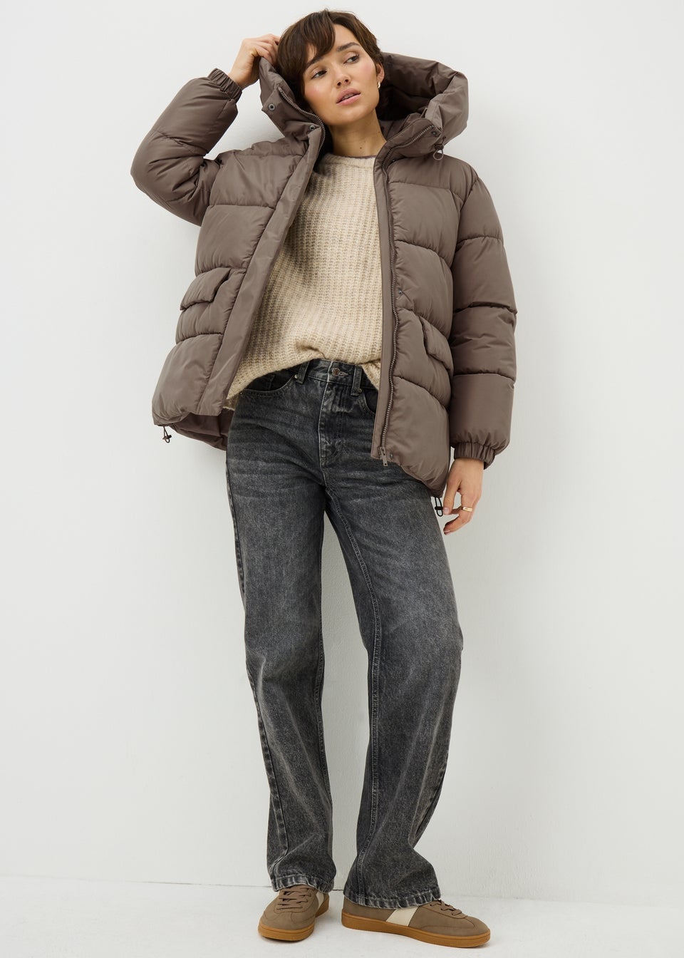 Beige Mid Padded Coat