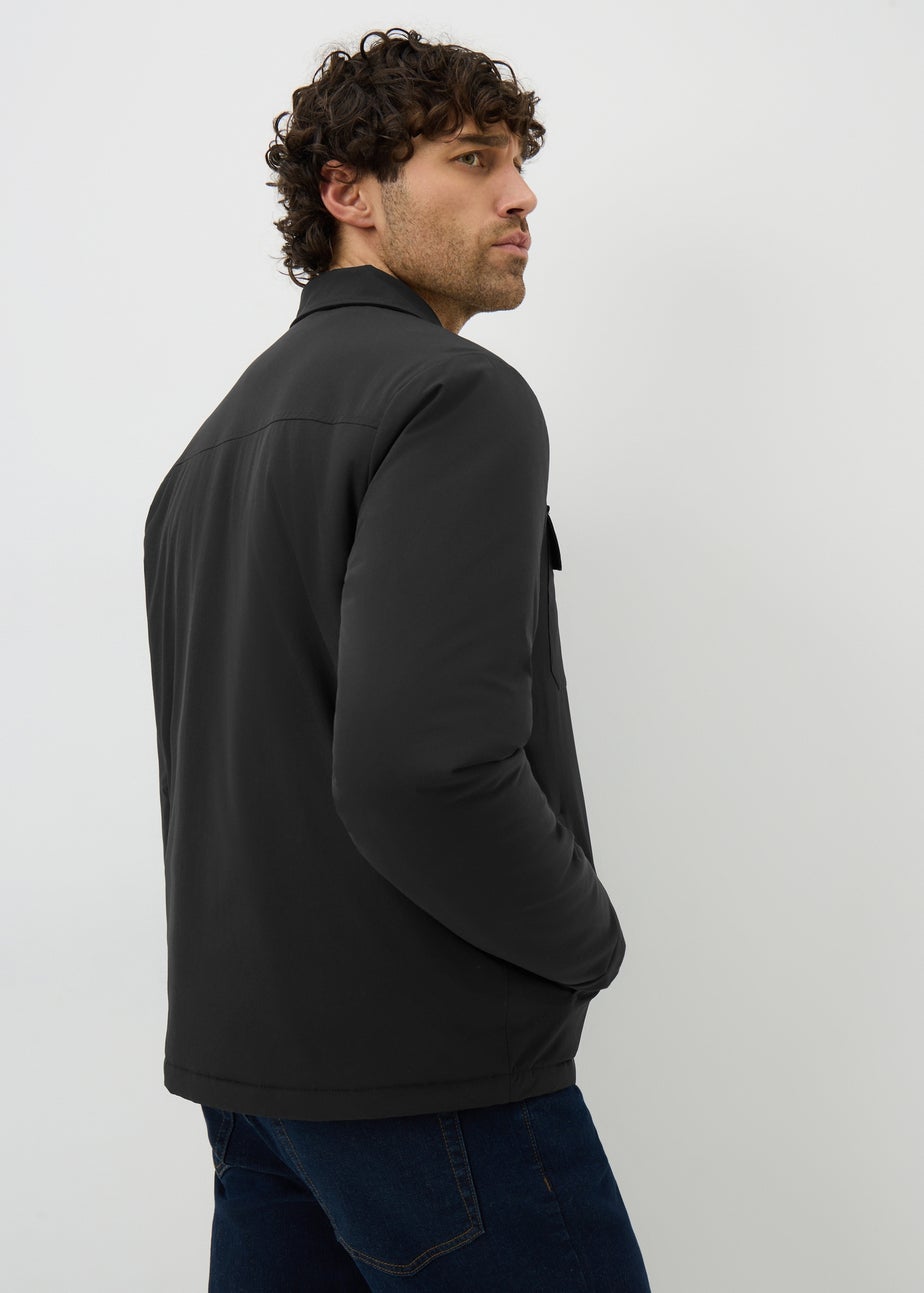 Black Padded Cargo Shacket