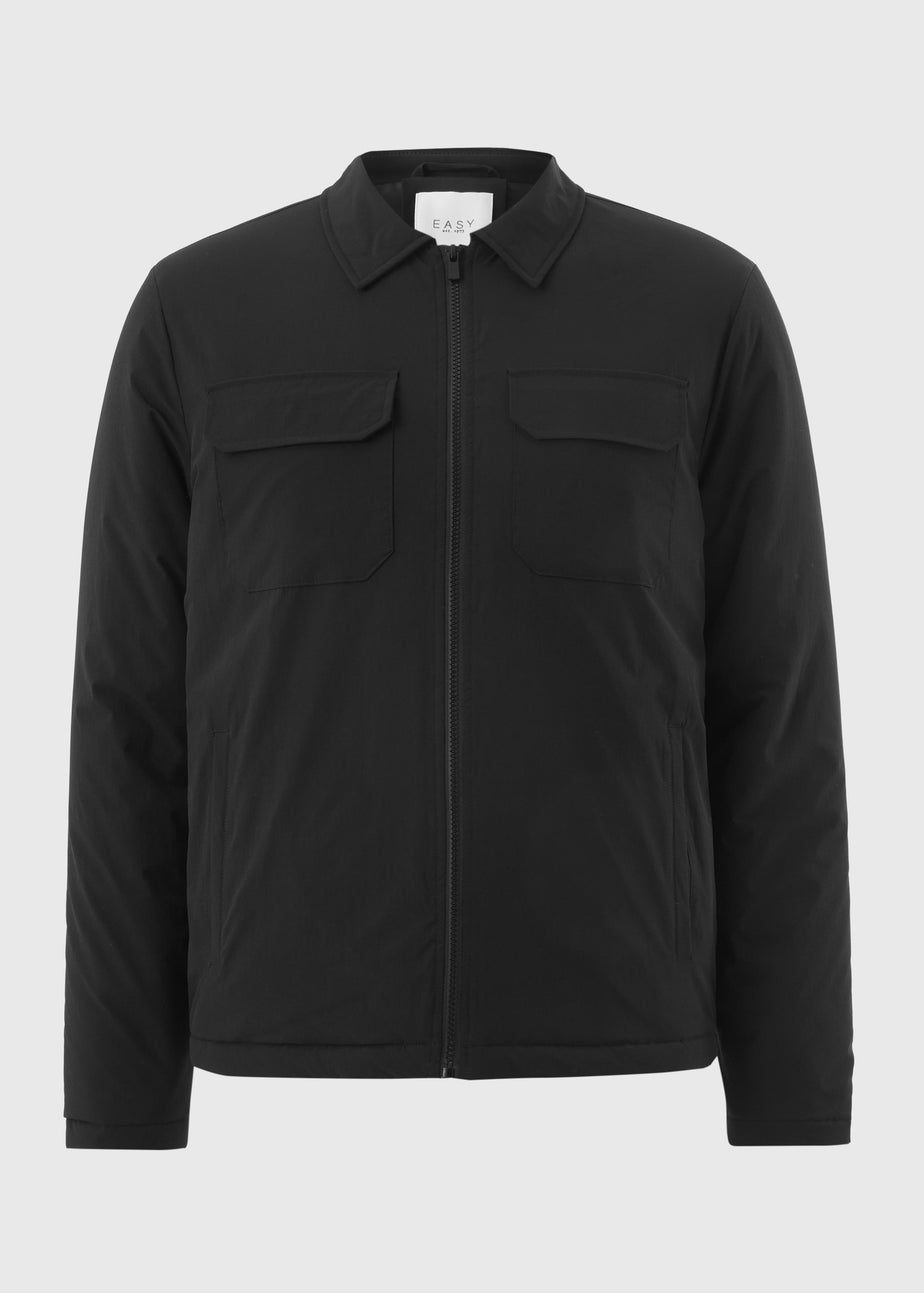 Black Padded Cargo Shacket