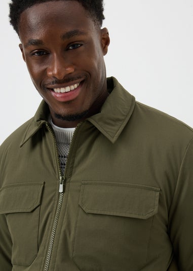 Khaki Padded Cargo Shacket
