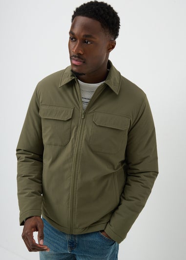 Khaki Padded Cargo Shacket