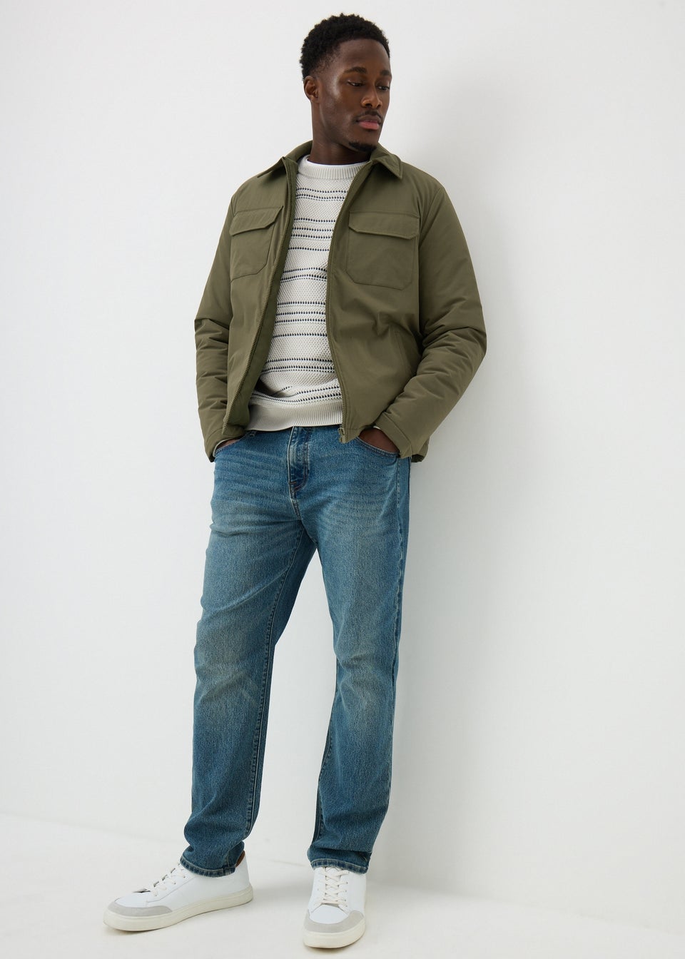 Khaki Padded Cargo Shacket