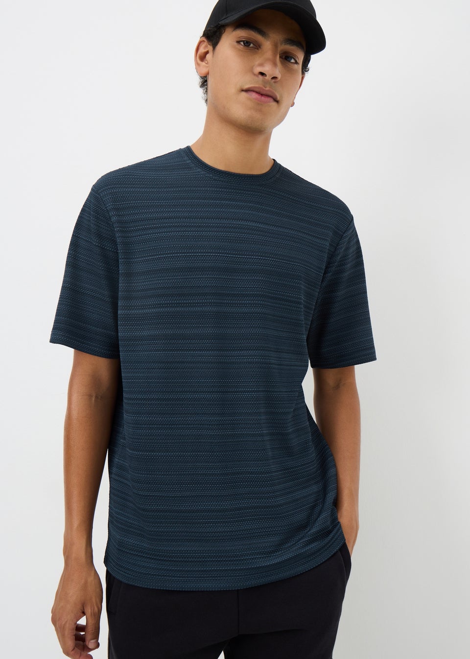 Navy Smart Textured T-Shirt