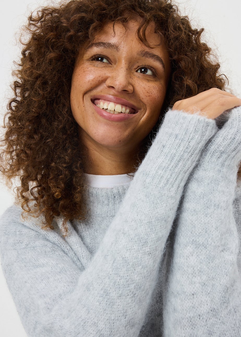 Light Grey Fluffy Oversized Jumper