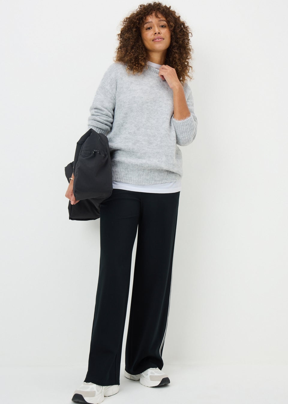 Light Grey Fluffy Oversized Jumper