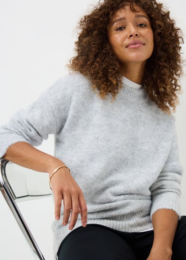 Light Grey Fluffy Oversized Jumper