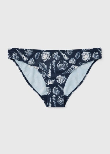Navy Shell Print Bikini Bottoms