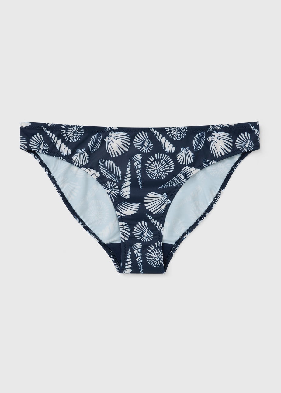 Navy Shell Print Bikini Bottoms
