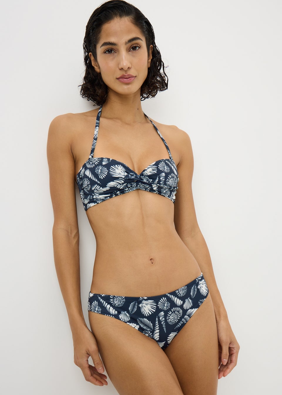 Navy Shell Print Bikini Bottoms