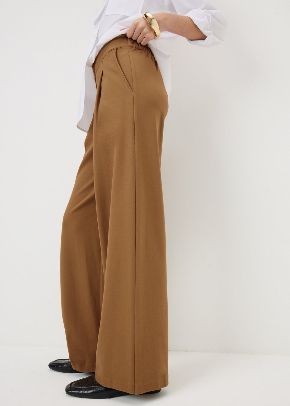 Camel Formal Wide Leg Trousers