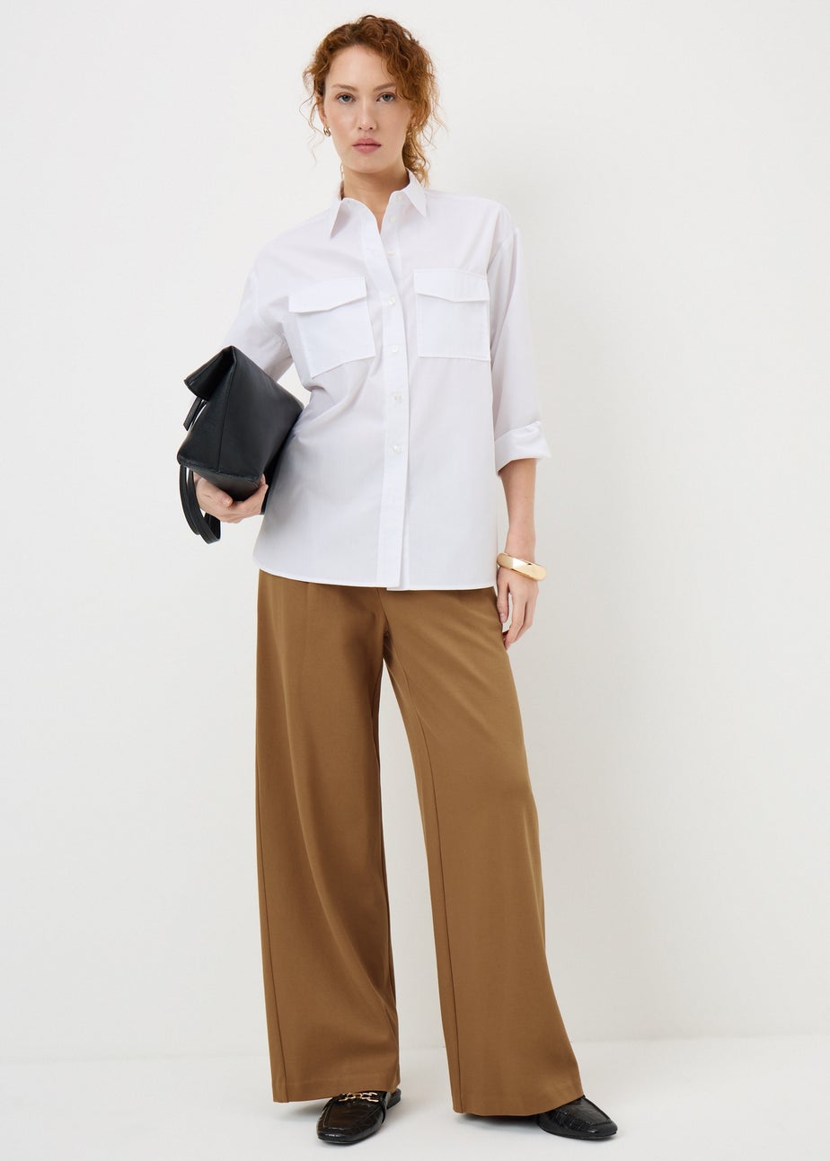 Camel Formal Wide Leg Trousers