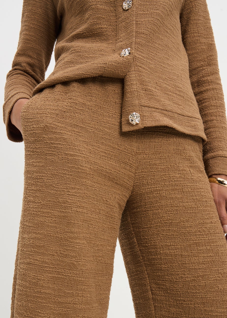 Camel Boucle Wide Leg Co Ord Trousers
