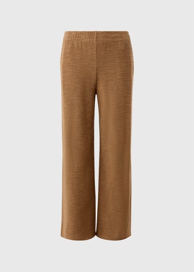 Camel Boucle Wide Leg Co Ord Trousers