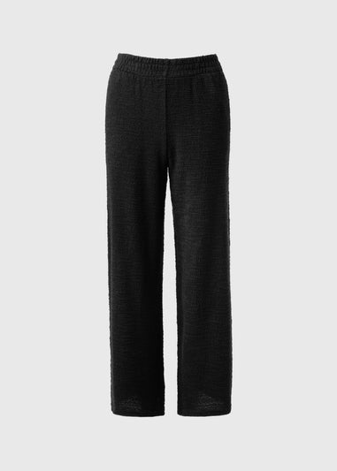 Black Boucle Wide Leg Co Ord Trousers