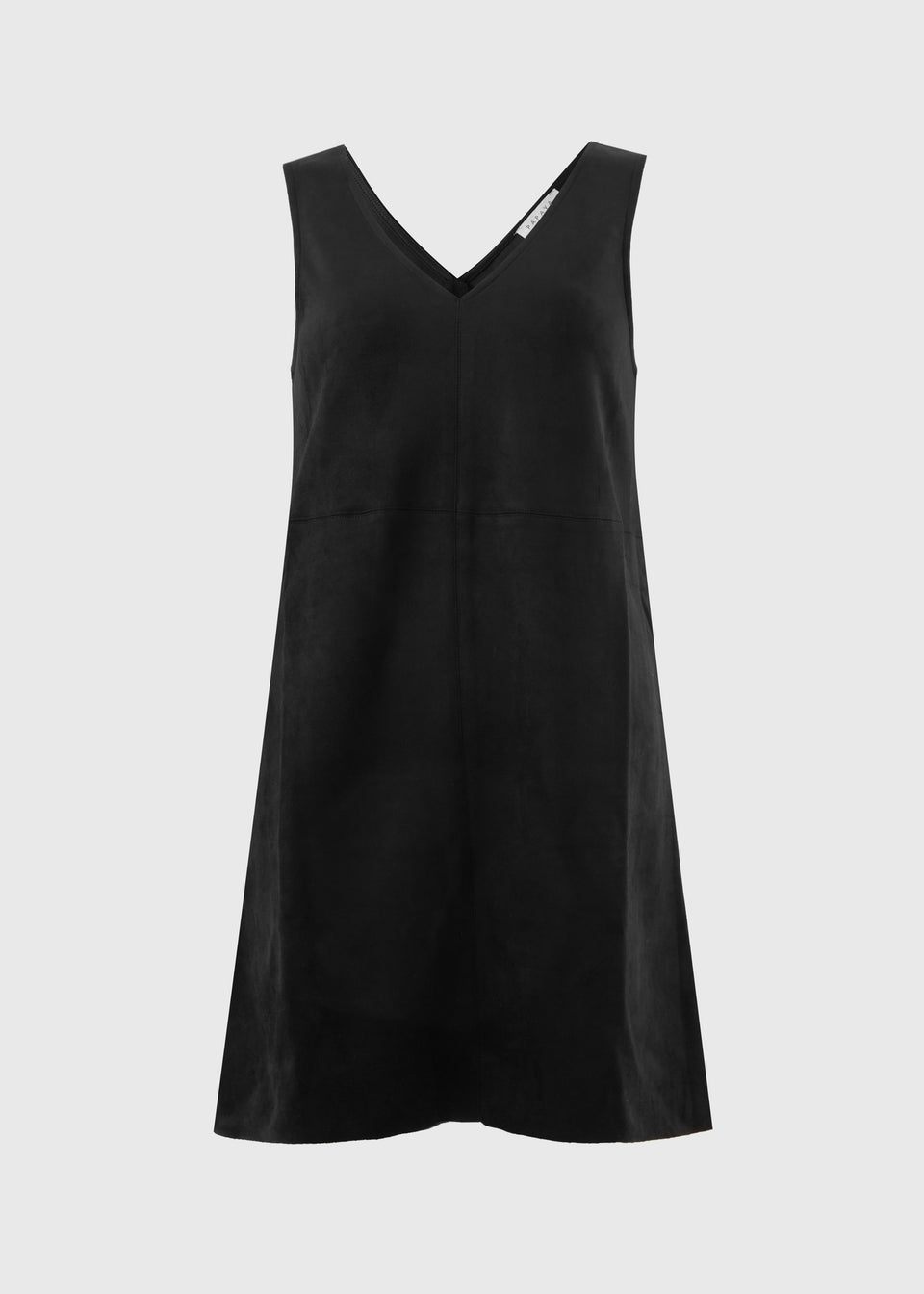 Black Faux Suede Pinafore Dress