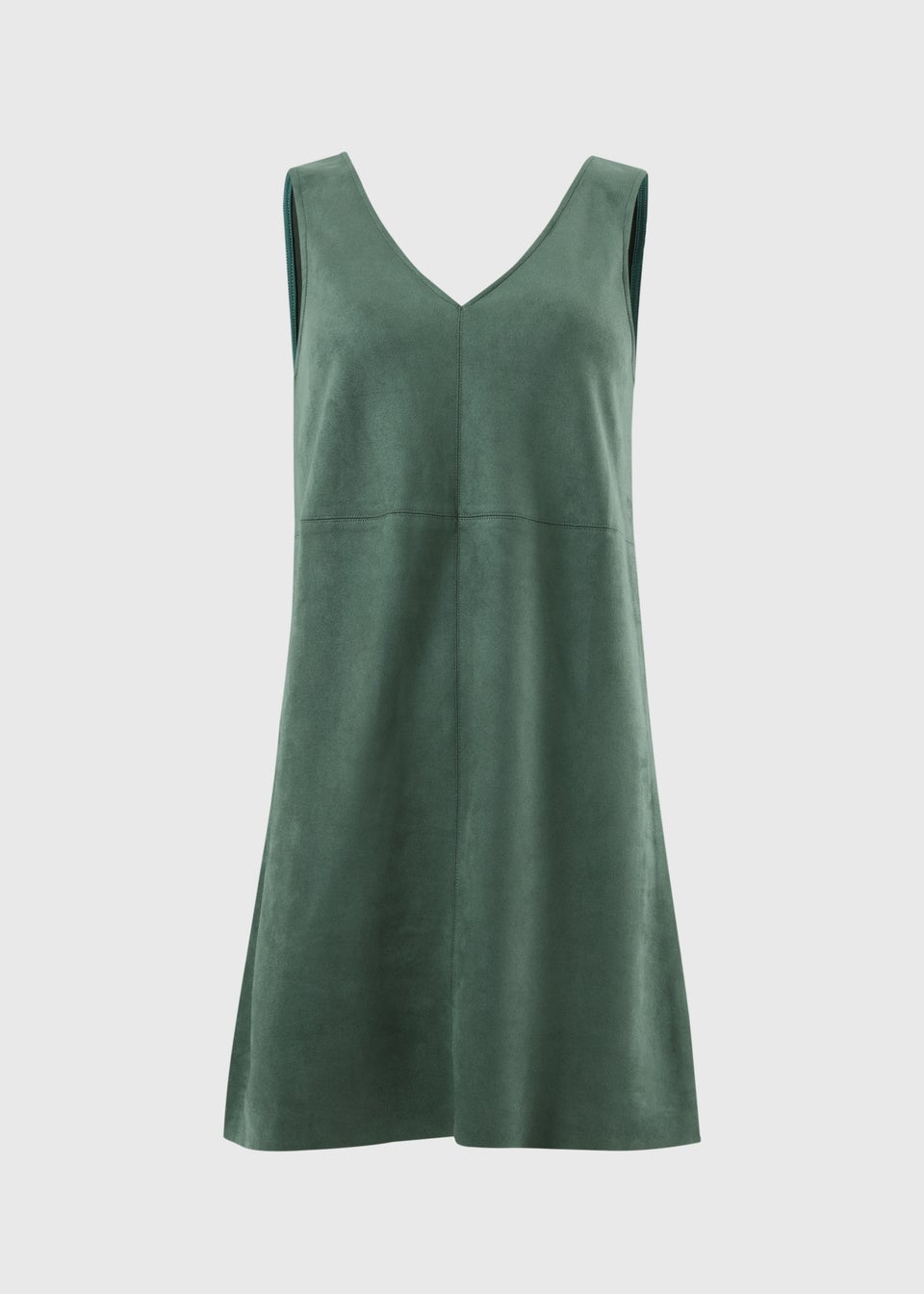 Teal Faux Suede Pinafore Dress