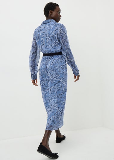 Blue Paisley Belted Midaxi Dress