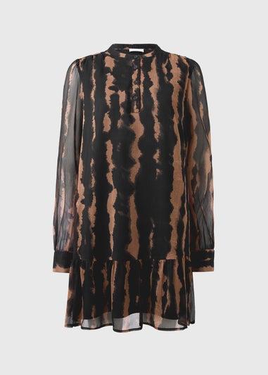 Brown Yolk Ruffle Tier Mini Dress